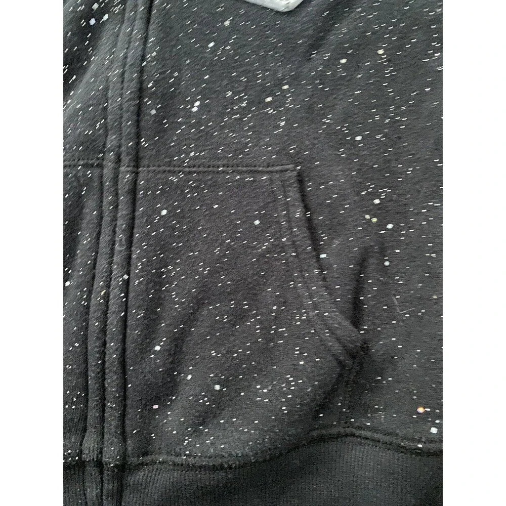 Oshkosh B’gosh Girl 4/5 Hooded Sweatshirt Black  White Sparkles Zip w Pockets